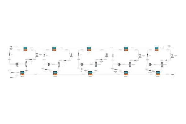 Five Flooded Ammonia Heat Pumps in Series – Prevessin process diagram